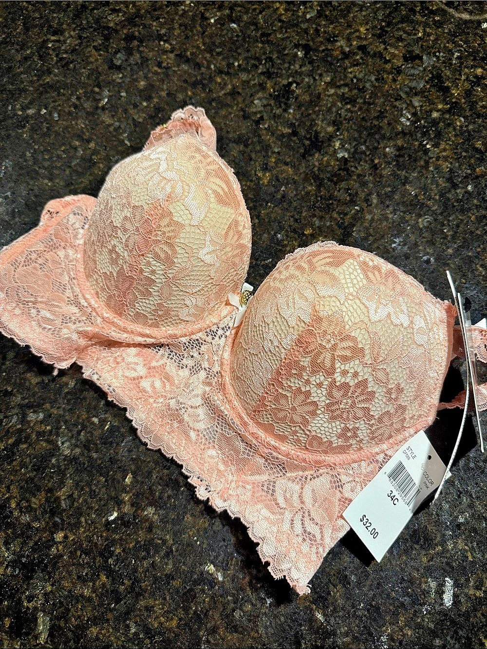 Floral Lace Bra in Pink Size 34C NWT